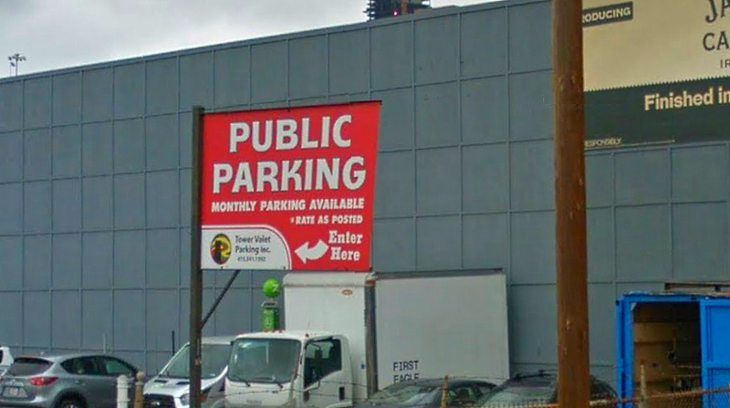 Street view of Easy Out Lot - Valet