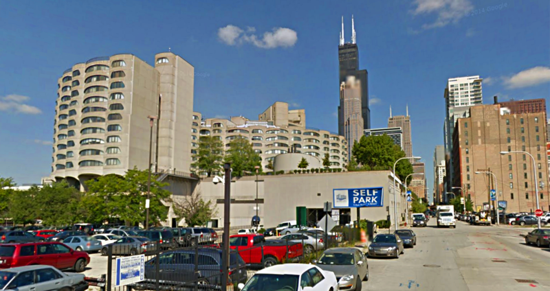 Street view of 800 S. Wells St. Garage