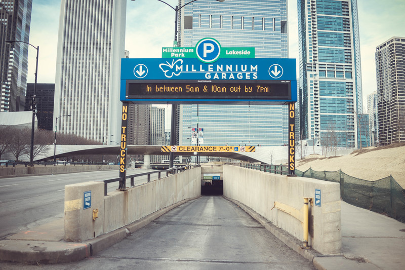 Street view of Millennium Park Garage - Lower Level