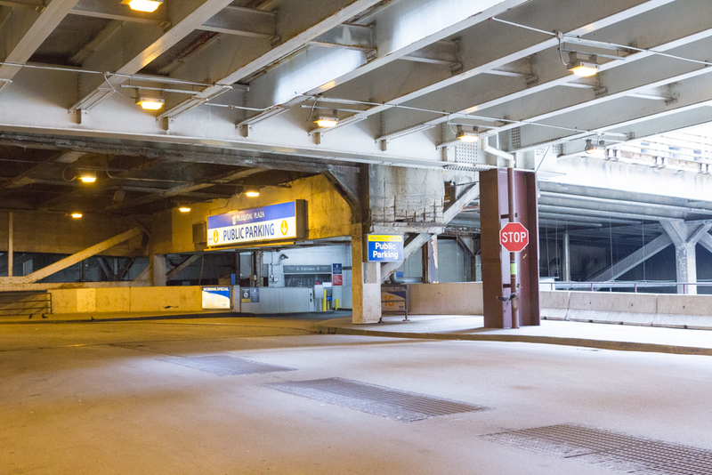 Street view of Prudential Plaza Garage - Lower Level