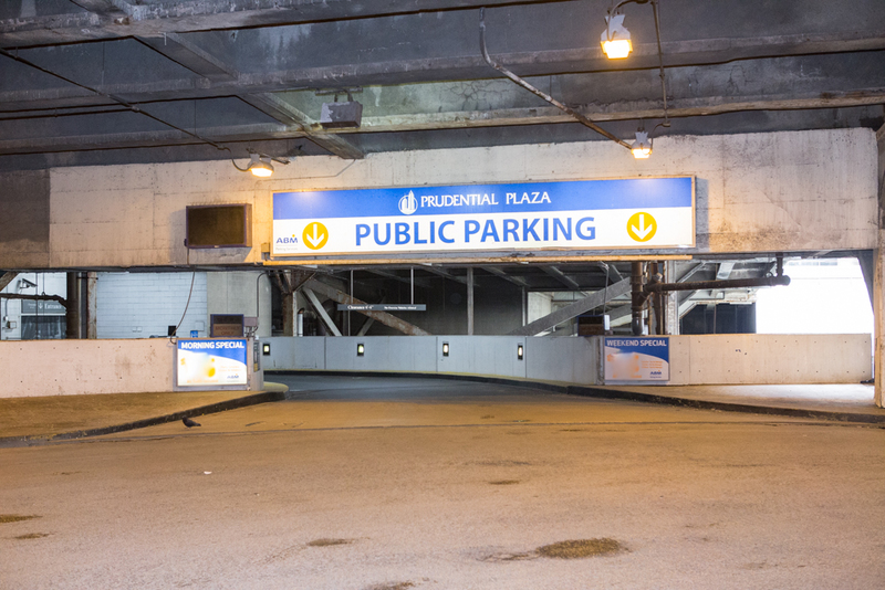 Street view of Prudential Plaza Garage - Lower Level