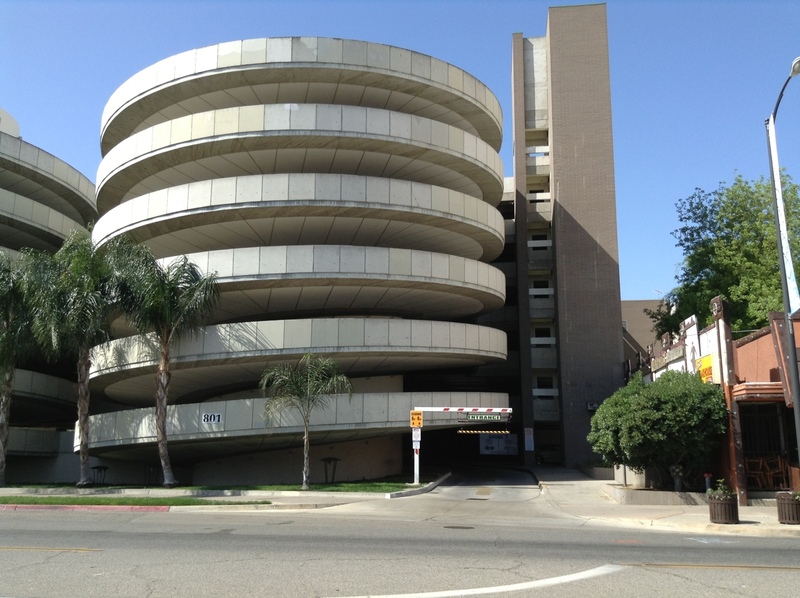 Street view of Spiral Garage, Van Ness & Inyo Avenues