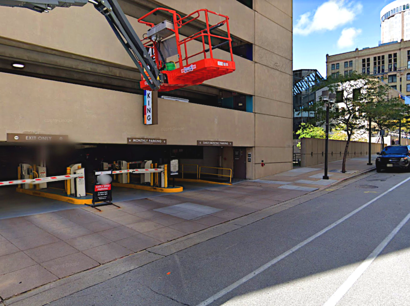 Street view of 601 N. Jefferson St. Garage