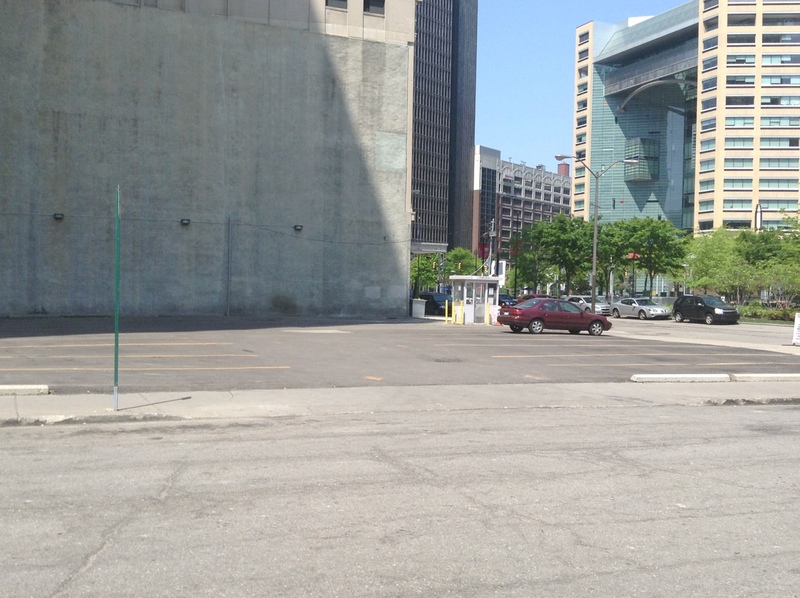Street view of Cadillac Square Lot