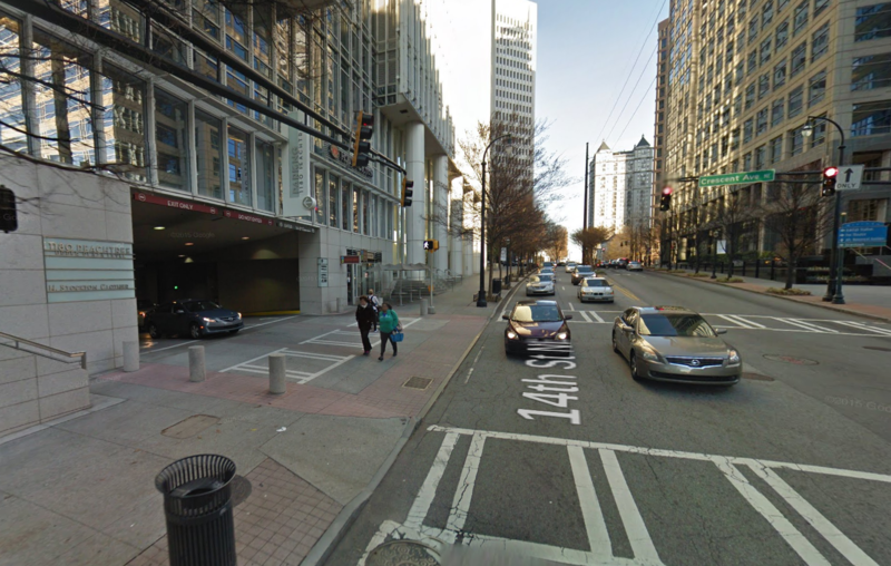 Street view of 1180 Peachtree St. Garage