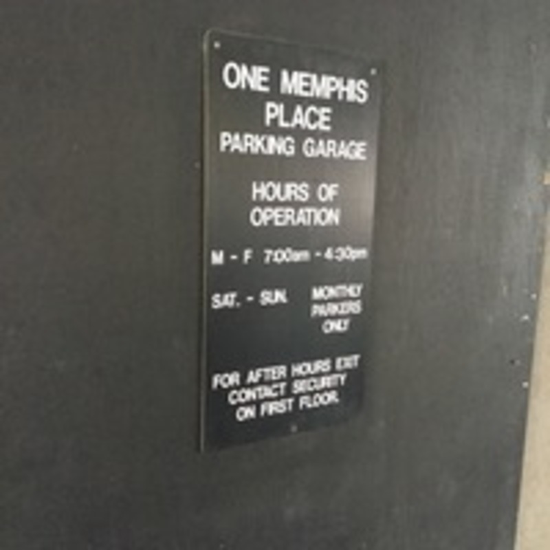 Street view of One Memphis Place Parking Garage
