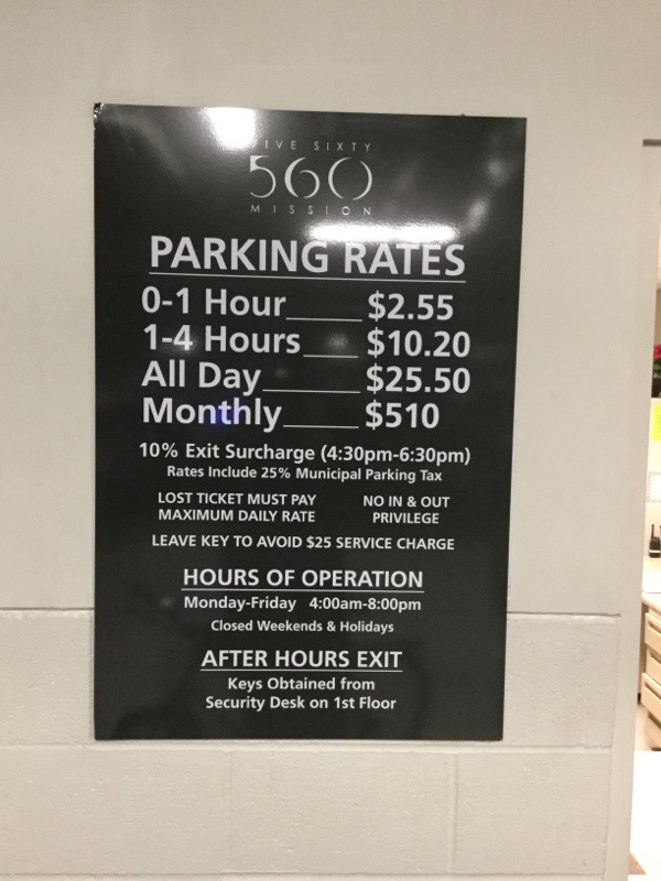 Street view of 560 Mission Street – Valet Garage