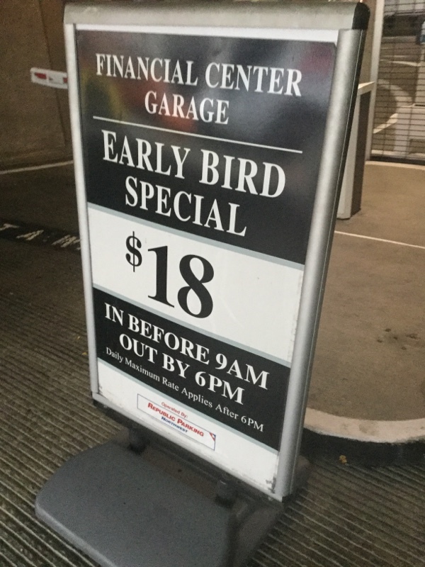 Street view of Financial Center Garage