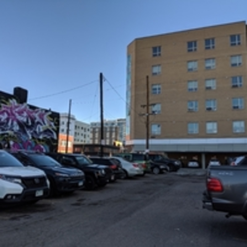 Street view of Champa Street Lot