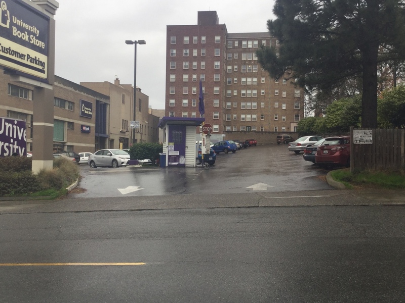 Street view of University Bookstore Lot