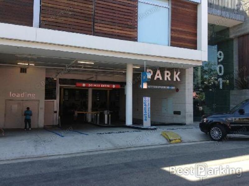 Street view of Hancock Ave Parking Garage
