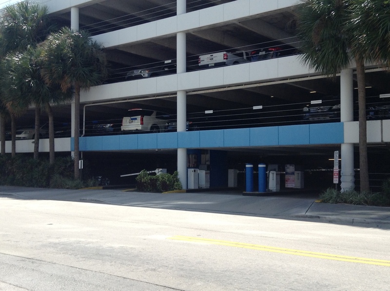 Street view of Plaza 100 Parking Garage