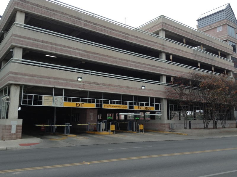 Street view of South Flores Street Parking Garage