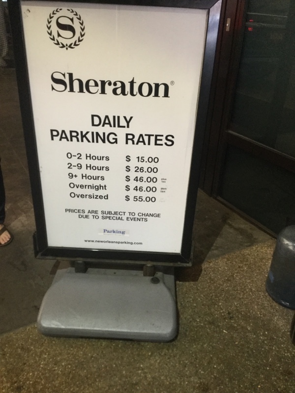 Street view of Sheraton New Orleans Valet Garage