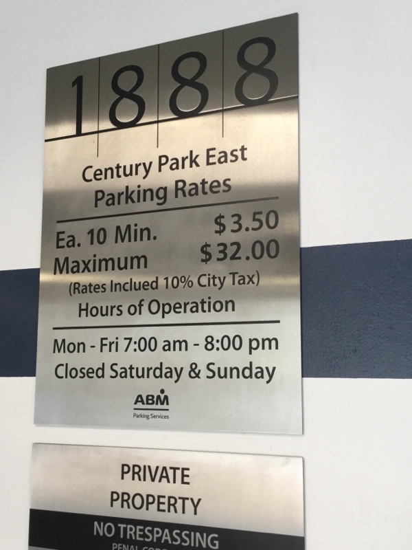 Street view of 1888 Century Park East – Garage