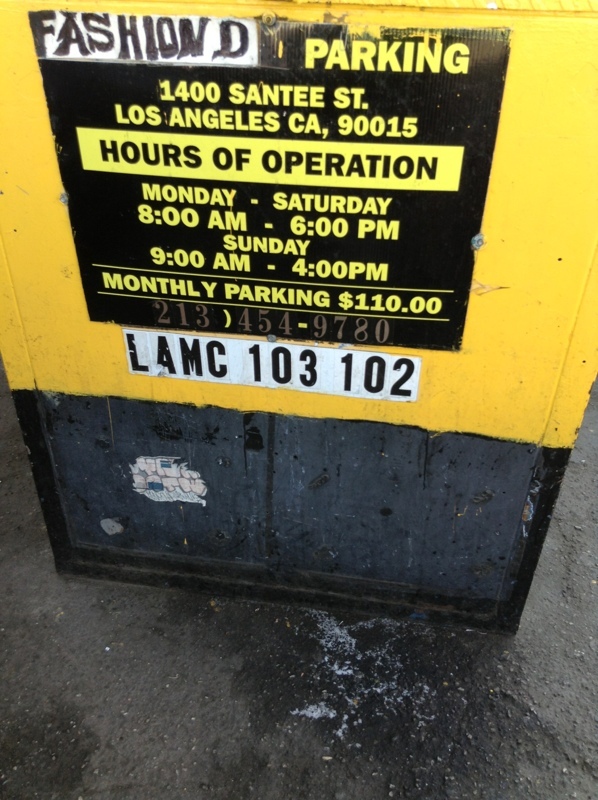 Street view of Fashion District Parking Lot