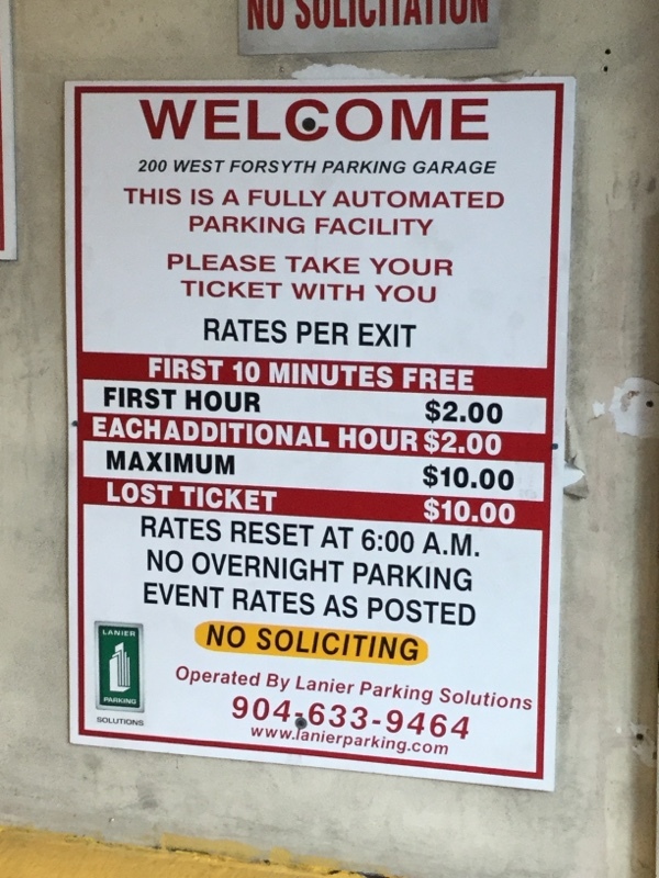 Street view of 200 West Forsyth Parking Garage