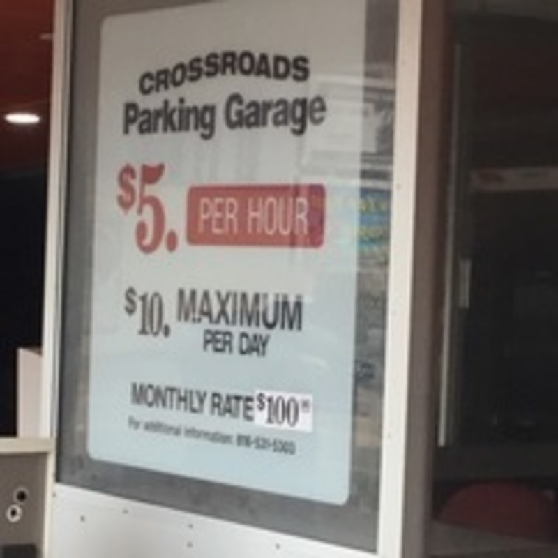 Street view of Crossroads Parking Garage