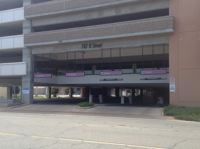 Street view of Convention Center Garage Inyo and “O” Streets