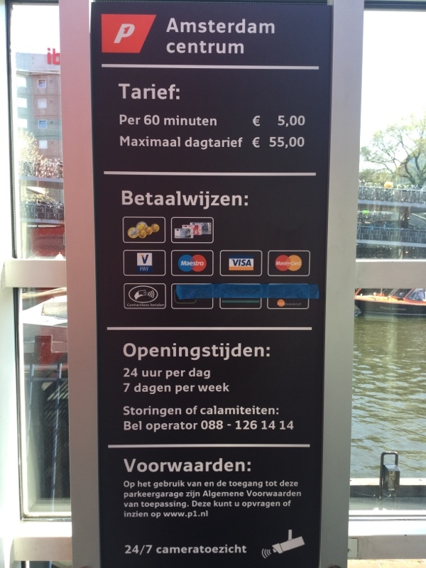 Street view of P1 Parking Amsterdam central