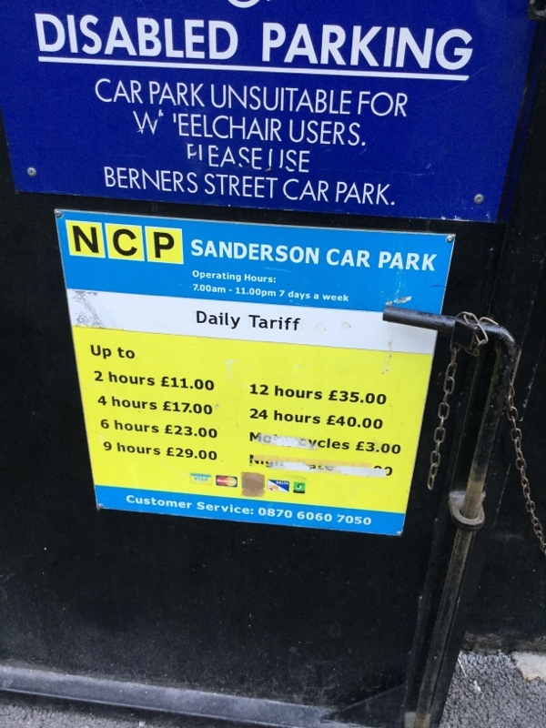 Street view of Sanderson Car Park