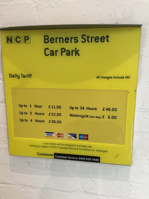 Street view of Berners Street Car Park