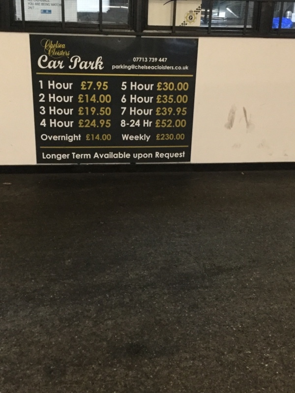 Street view of Chelsea Cloisters Car Park