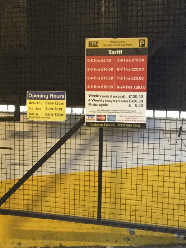 Street view of Kendal Street Car Park