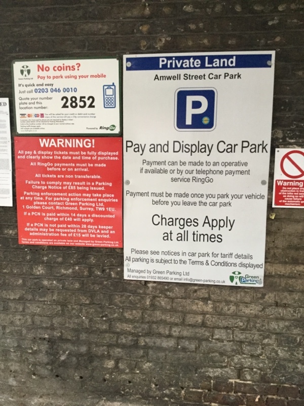 Street view of Amwell Street Car Park