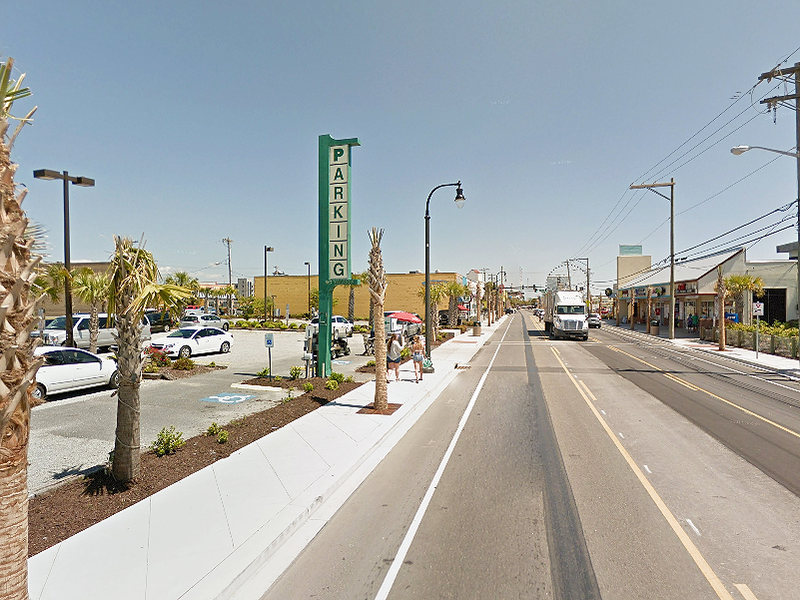 Street view of Beach and Boardwalk Parking Lot