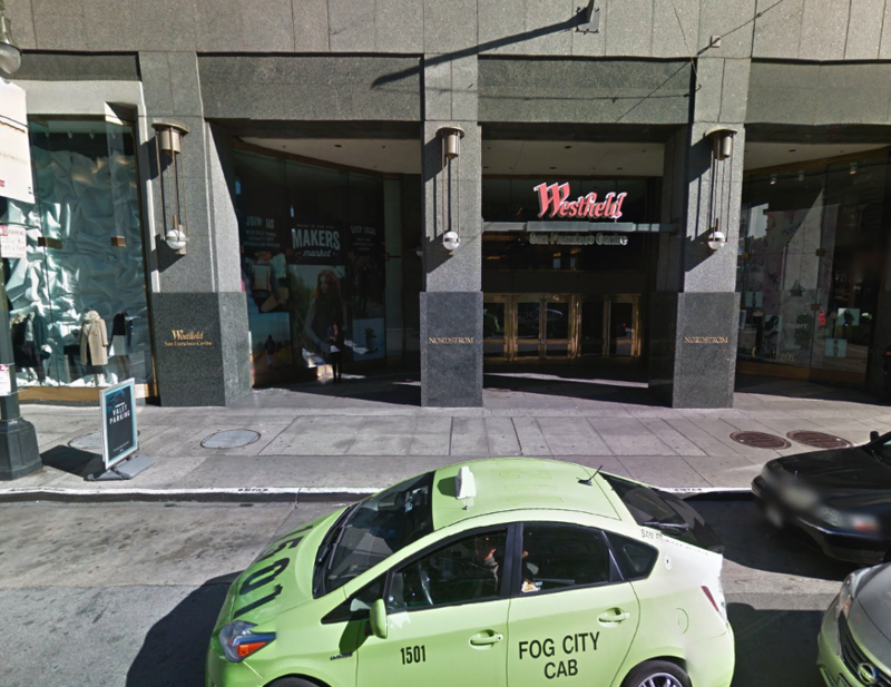 Street view of Nordstroms - Valet Kiosk
