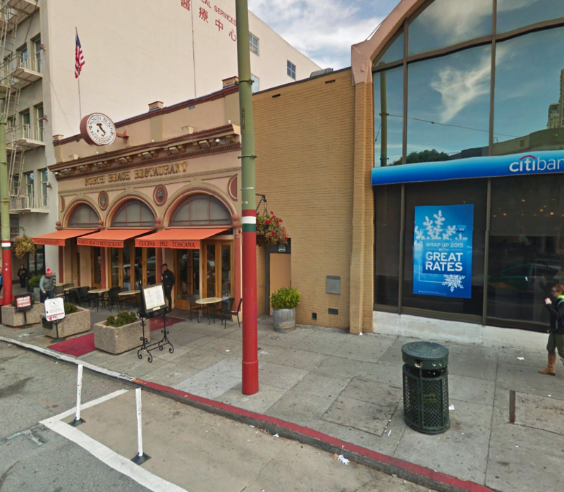 Street view of North Beach Restaurant - Valet Kiosk