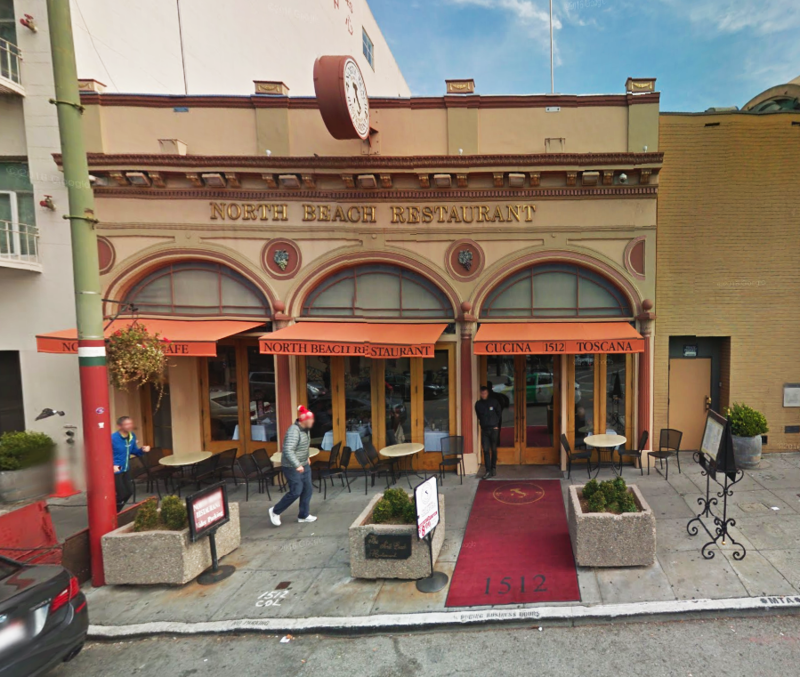 Street view of North Beach Restaurant - Valet Kiosk