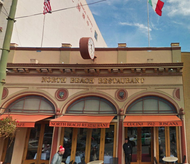 Street view of North Beach Restaurant - Valet Kiosk